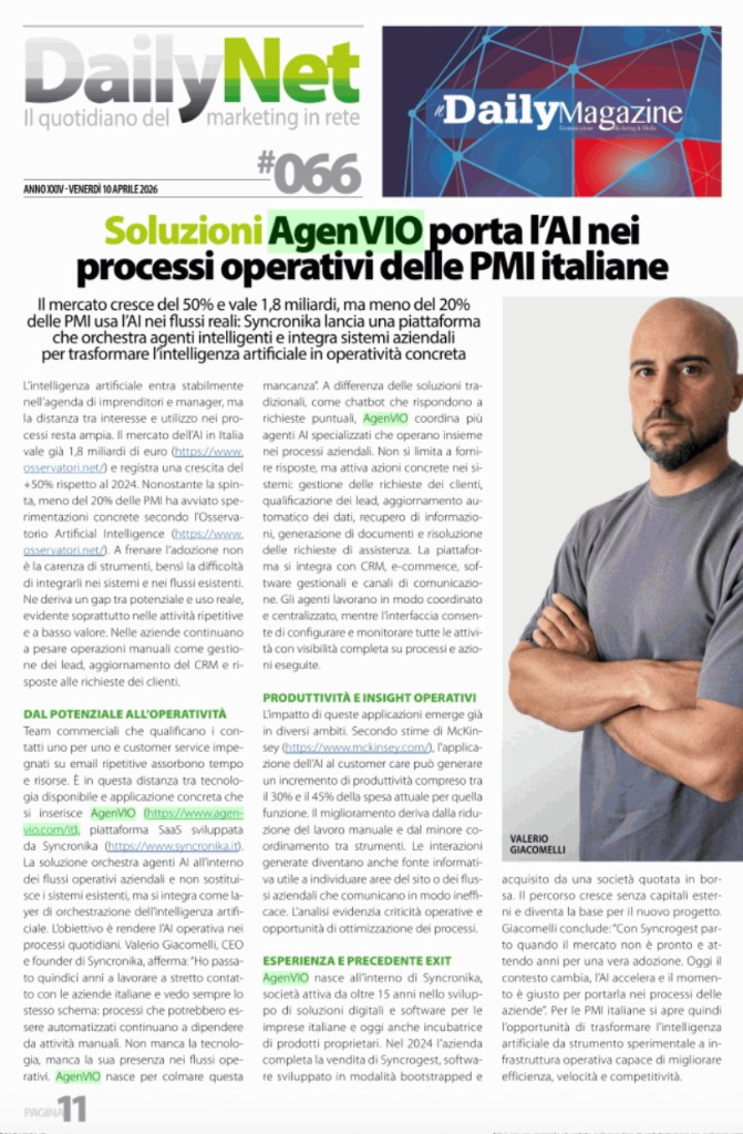 AgenVIO brings AI into operational processes for Italian SMBs — AgenVIO
