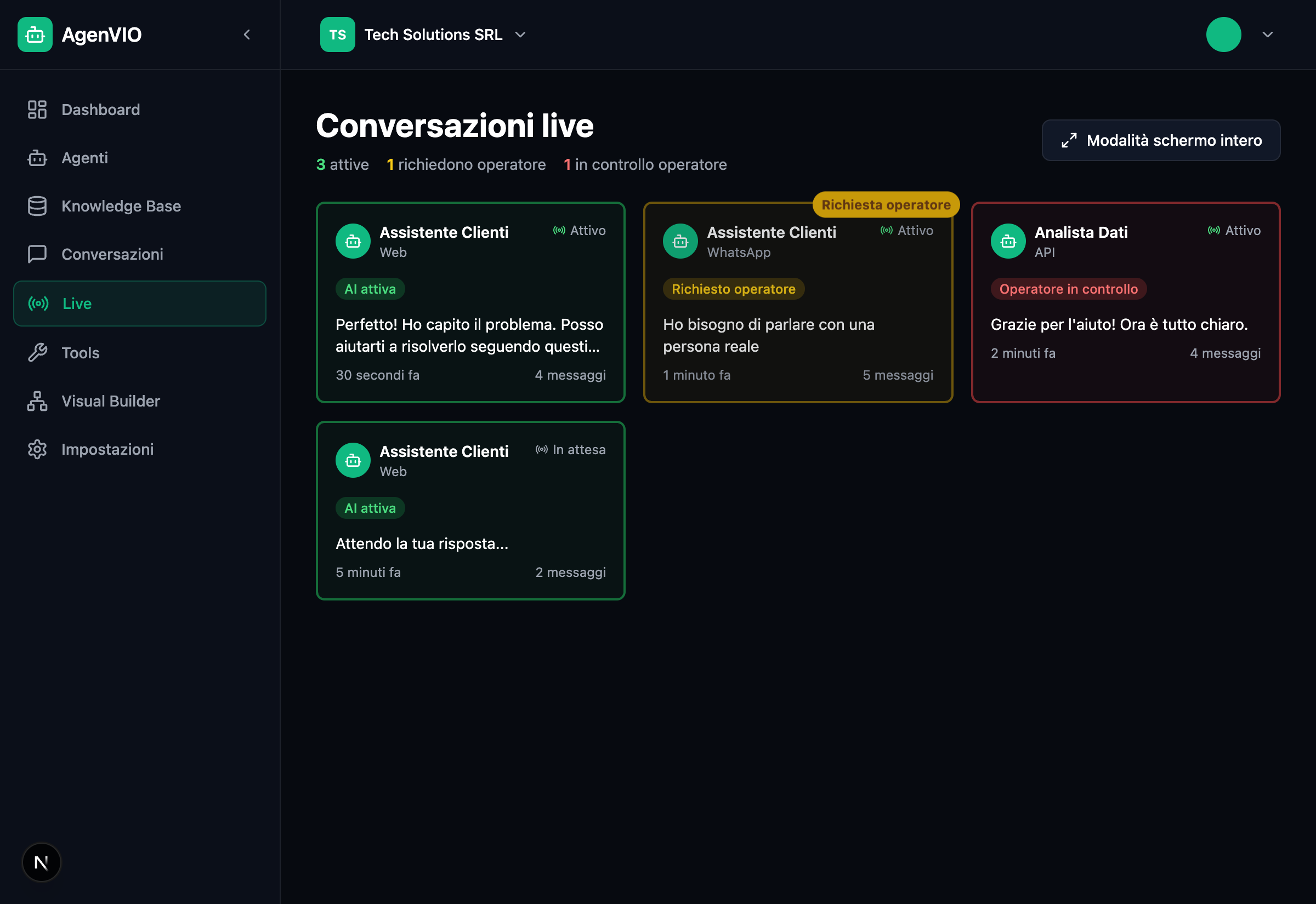 Dashboard AgenVIO - Monitoraggio Live